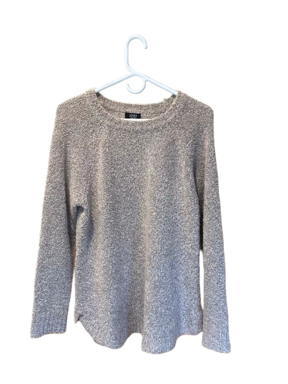 Jones New York Long Sleeve Boucle Fuzzy Sweater Pink/Black Large